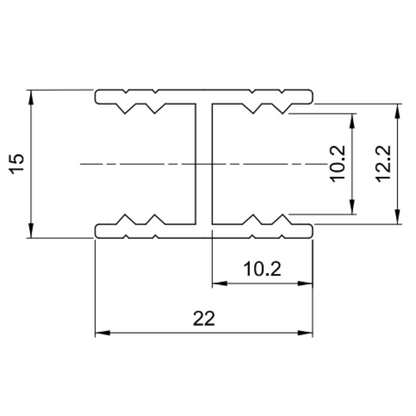 10mm H-Bar Connecting Horizontal Aluminum Profile 560cm - Cognac Anodized