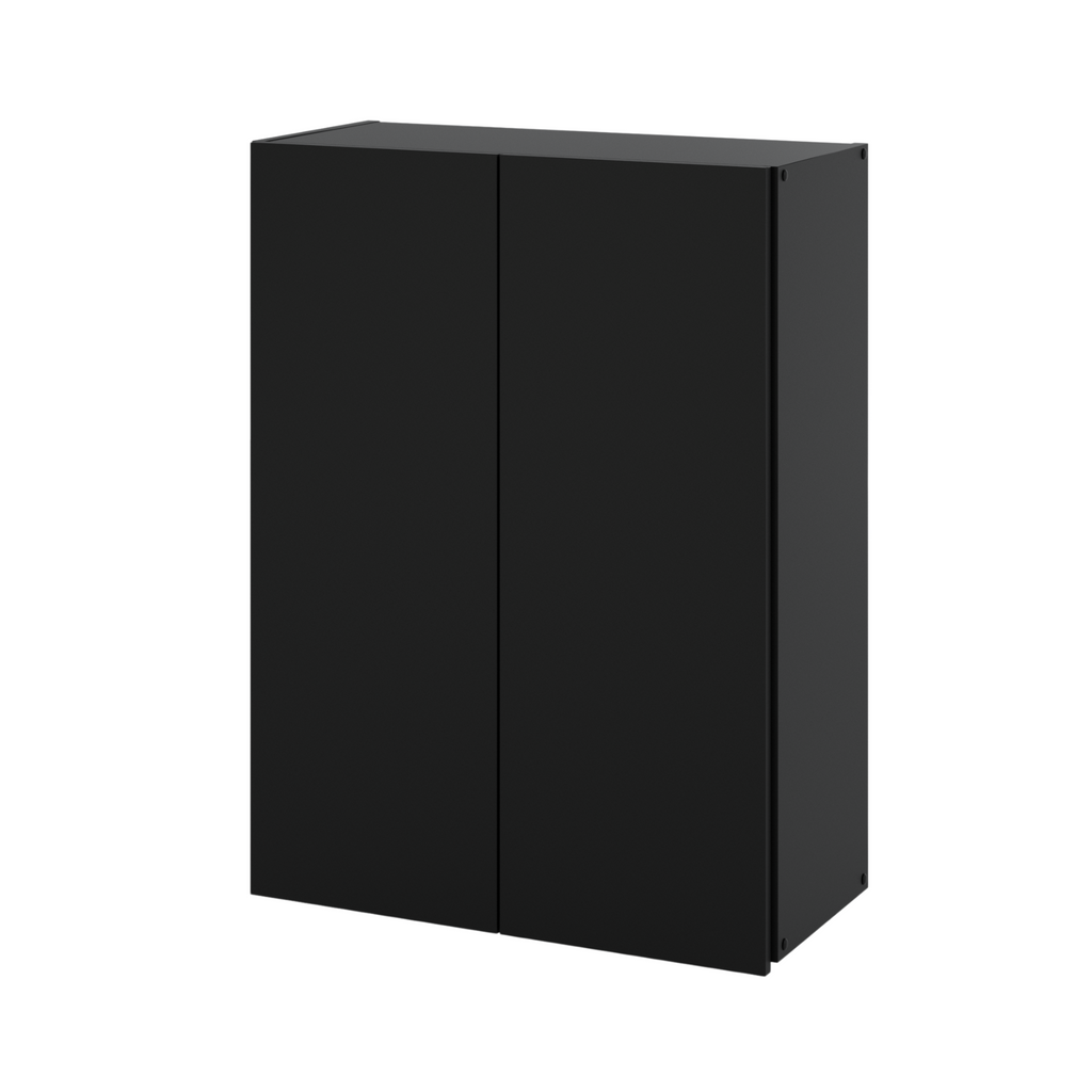 Black cabinet with online shelves
