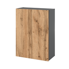 EMILY Bathroom Cabinet Storage Hanging Unit with Doors and Shelves - Anthracite / Wotan Oak H80cm W60cm D30cm