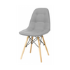 ANGELO - Quality Eco Leather Dining / Office Chair with Buttons and Wooden Legs - Grey