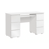 CUBA - Computer Desk with 6 Push to Open Drawers and Keyboard Tray H78cm W130cm D50cm - White Matt