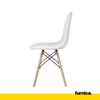 ANGELO - Quality Eco Leather Dining / Office Chair with Buttons and Wooden Legs - White