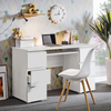 CUBA - Computer Desk with 6 Push to Open Drawers and Keyboard Tray H78cm W130cm D50cm - White Matt
