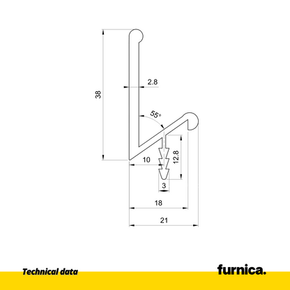 Recessed profile III T18 / 350cm - Aluminium Anoda (2) – Furnica