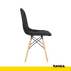 ANGELO - Quality Eco Leather Dining / Office Chair with Buttons and Wooden Legs - Black