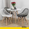 DARIO - Perforated Plastic Dining / Office Chair with Wooden Legs - White