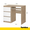 BRUNO - Computer Desk with 3 Drawers and Keyboard Tray H76cm W90cm D50cm Left - Sonoma Oak / White Matt