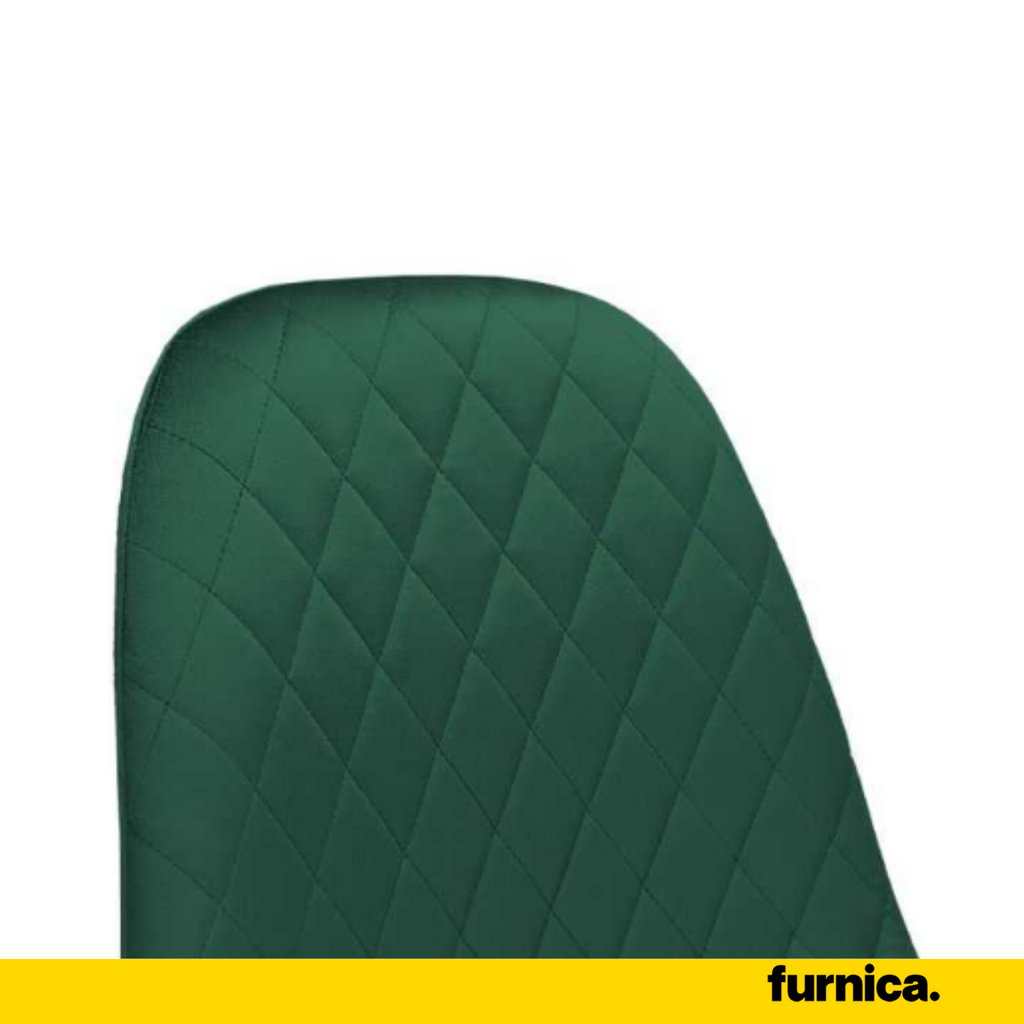 GIUSSEPPE - Quilted Velour Velvet Dining / Office Chair with Wooden Legs - Green