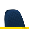 GIUSSEPPE - Quilted Velour Velvet Dining / Office Chair with Wooden Legs - Navy Blue