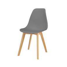MARCELLO - Plastic Dining / Office Chair with Wooden Legs - Grey