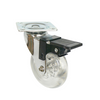 Furniture Wheel with Mounting Plate and Brake - Transparent - Chrome - Ø7.5cm