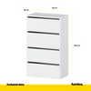 JACK - Shoe Cabinet - 4 Tier Storage - White Matt H100cm W60cm D36cm