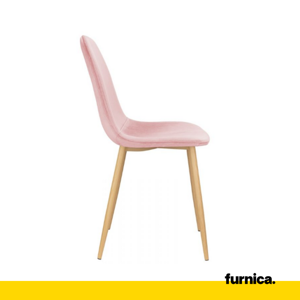 FLAVIO - Durable Velour Velvet Dining / Office Chair with Wooden Legs - Pink