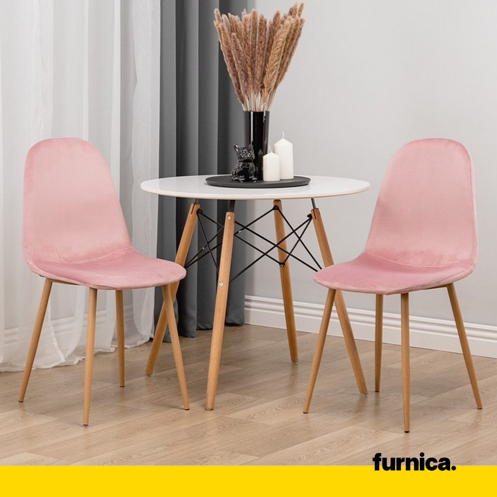 FLAVIO Durable Velour Velvet Dining Office Chair with Wooden