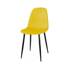 FLAVIO - Durable Velour Velvet Dining / Office Chair with Black Metal Legs - Yellow