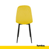 FLAVIO - Durable Velour Velvet Dining / Office Chair with Black Metal Legs - Yellow