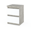 GABRIEL - Bedside Table - Nightstand with 2 drawers - Concrete / White Matt H40cm W30cm D30cm