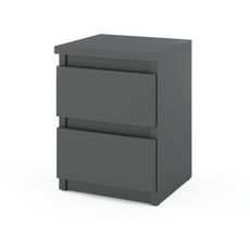 GABRIEL - Bedside Table - Nightstand with 2 drawers - Anthracite H40cm W30cm D30cm