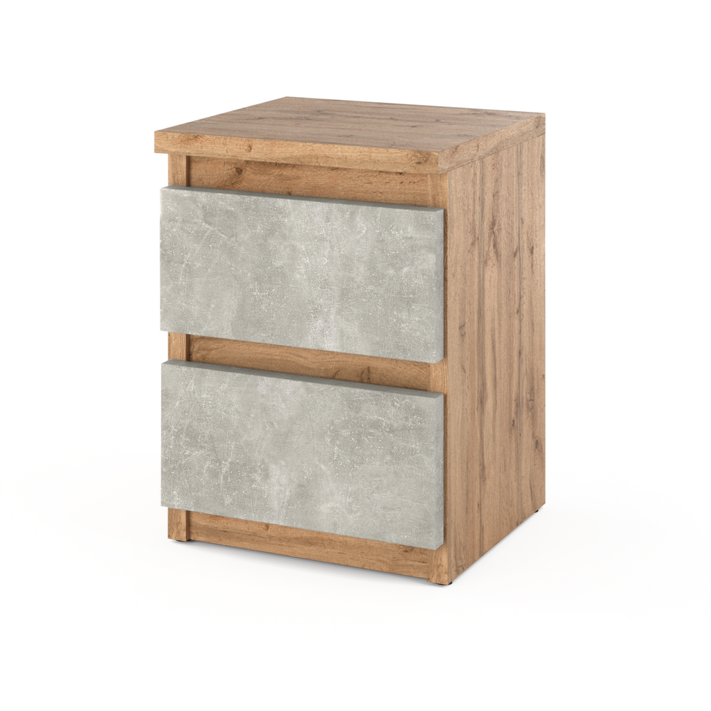 GABRIEL Bedside Table Nightstand with 2 drawers Wotan Oak