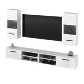 MIRANDA - Hanging TV Unit Set - 4 Cabinets - White Matt / White Gloss