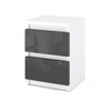 GABRIEL - Bedside Table - Nightstand with 2 drawers - White / Anthracite Gloss H40cm W30cm D30cm