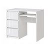 BRUNO- Computer Desk with 3 Drawers and Keyboard Tray H76cm W90cm D50cm Left - White / White Gloss