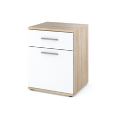 CHRIS - Bedside Table - Nightstand with 1 drawer - Sonoma Oak / White H52cm W40cm D40cm