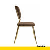 ADAMO - Quilted Velour Velvet Dining / Office Chair with Golden Chrome Legs - Brown