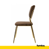 ADAMO - Quilted Velour Velvet Dining / Office Chair with Golden Chrome Legs - Brown
