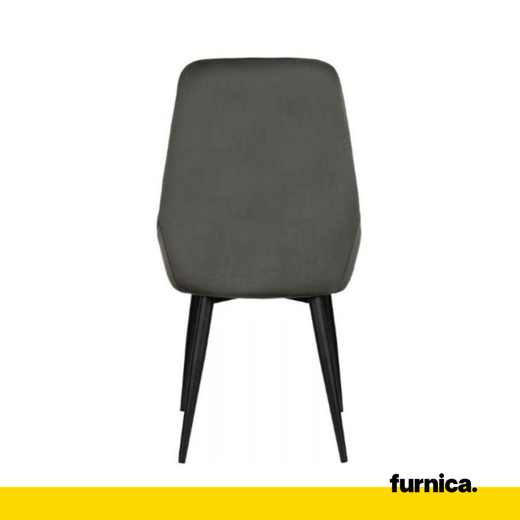 ALFREDO - Durable Velour Velvet Dining / Office Chair with Black Metal Legs - Black