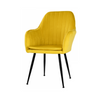 AMEDEO - Quilted Velour Velvet Dining / Office Chair with Black Chrome Legs - Yellow