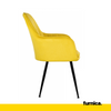 AMEDEO - Quilted Velour Velvet Dining / Office Chair with Black Chrome Legs - Yellow