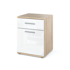 CHRIS - Bedside Table - Nightstand with 1 drawer - Sonoma Oak / White Gloss H52cm W40cm D40cm