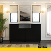 CALVIN - TV Cabinet with 4 Doors - Living Room Storage Sideboard - Black Matt H80cm W140cm D35cm