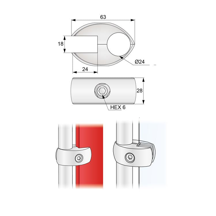 25mm Board and Glass Connector, Chrome (no insets) NTP 