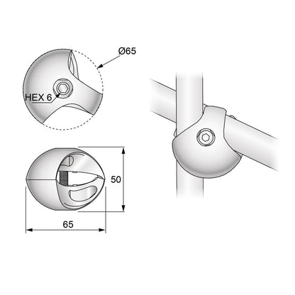 25mm Double Connector, Chrome NTP 