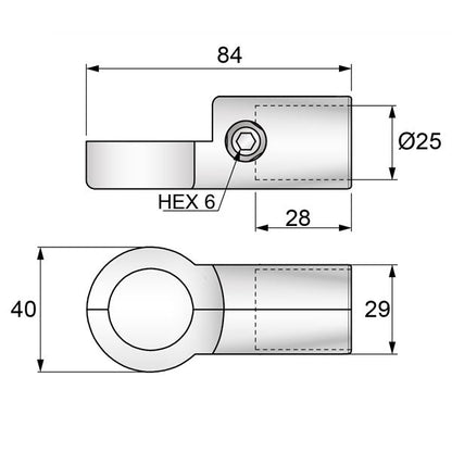 25mm Half S-Type Connector, Chrome NTP 