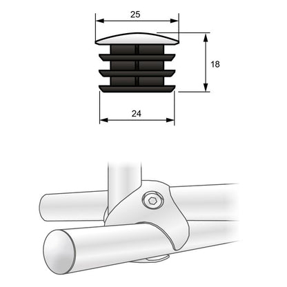 25mm Pipe End Cap, Chrome NTP 