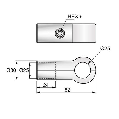 25mm Single Arm Connector, Chrome