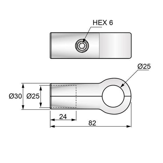 25mm Single Arm Connector, Chrome