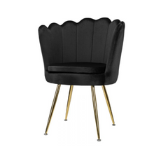 LUIGI - Quilted Velour Velvet Dining / Office Chair with Golden Chrome Legs - Black