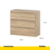 GABRIEL - Chest of 3 Drawers - Bedroom Dresser Storage Cabinet Sideboard -  Sonoma Oak H71cm W80cm D33cm