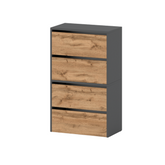 JACK - Shoe Cabinet - 4 Tier Storage - Anthracite / Wotan Oak H100cm W60cm D36cm