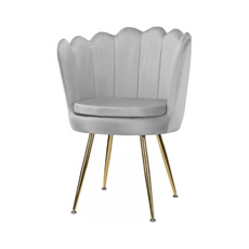 LUIGI - Quilted Velour Velvet Dining / Office Chair with Golden Chrome Legs - Grey