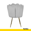 LUIGI - Quilted Velour Velvet Dining / Office Chair with Golden Chrome Legs - Grey