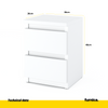 GABRIEL - Bedside Table - Nightstand with 2 drawers - White Matt H40cm W30cm D30cm