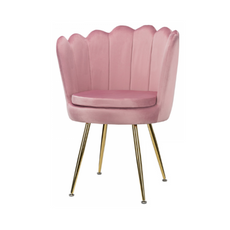 LUIGI - Quilted Velour Velvet Dining / Office Chair with Golden Chrome Legs - Pink