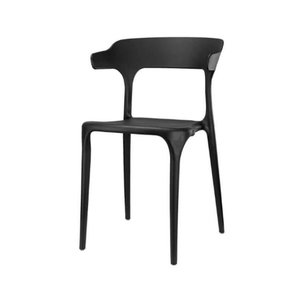STEFANO Plastic Dining Office Chair with Plastic Legs Black