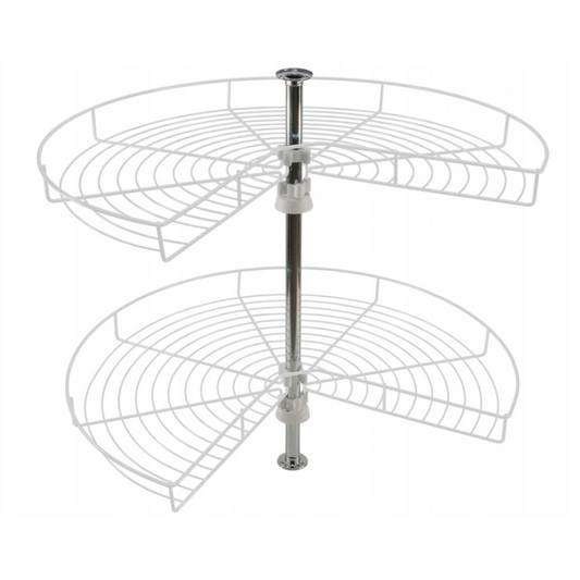 2 Tier Corner Rotating Baskets 3/4 - 600mm - White