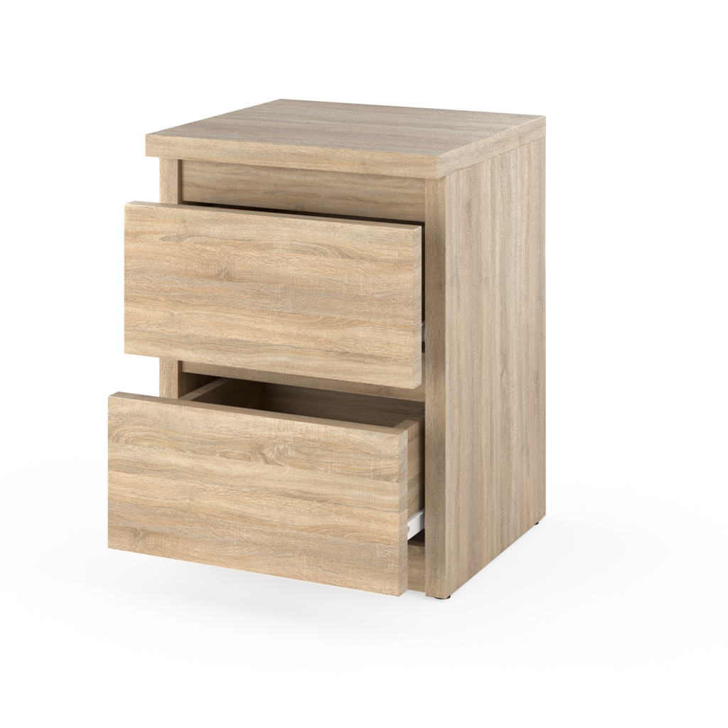 GABRIEL - Bedside Table - Nightstand with 2 drawers - Sonoma Oak H40cm W30cm D30cm